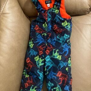 The Children's Place winter/snow bibs with Colorful Dinosaur print